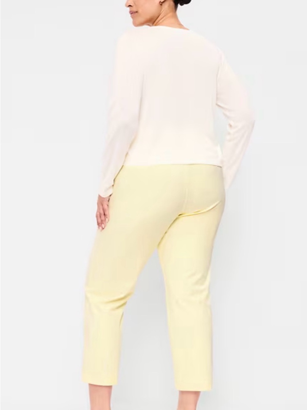 Old Navy NWOT  High-Rise Pixie Straight Ankle Pants Pale Yellow 12 - Picture 2 of 8